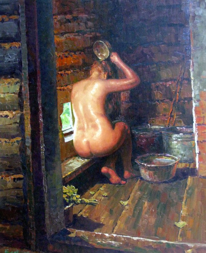 Большая грудь в бане частное